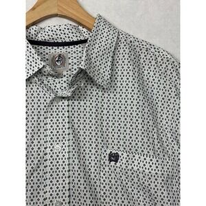 Cinch Mens Long Sleeve Button Down Shirt Geometric‎ Print XL